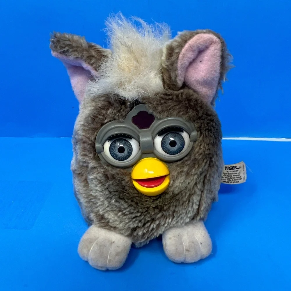 Tiger Furby Buddies 4 Inch Grey Owl Vintage 1999 Bean Bag Plush Toy
